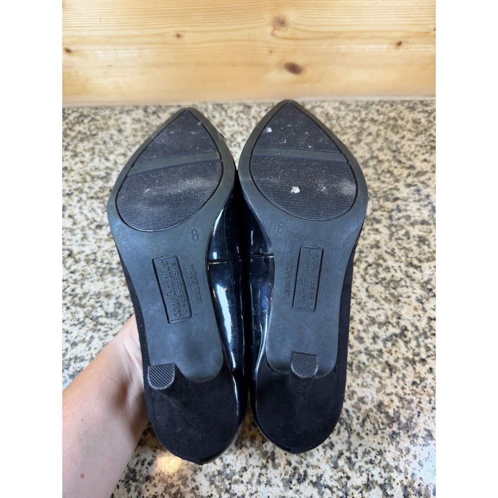 Comfort Plus by Predictions Womens Black Patent Suede Kitten Heel Pumps Size 8 - Picture 6 of 6